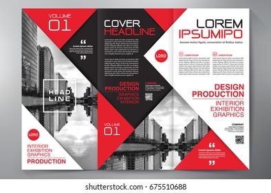 Business Brochure. Flyer Design. Leaflets 3 fold Template. Cover Book and Magazine. Annual Report Vector illustration