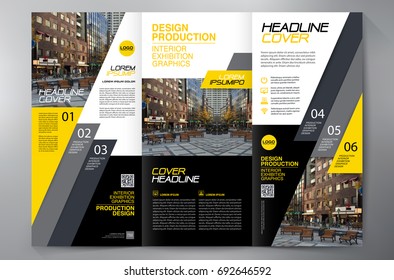 Business Brochure. Flyer Design. Leaflets 3 fold Template. Cover Book and Magazine. Annual Report Vector illustration