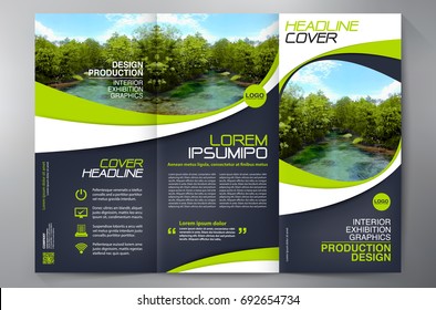 Business Brochure. Flyer Design. Leaflets 3 fold Template. Cover Book and Magazine. Annual Report Vector illustration