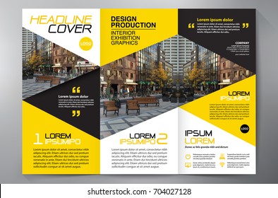 Business Brochure. Flyer Design. Leaflets 3 fold Template. Cover Book and Magazine. Annual Report Vector illustration