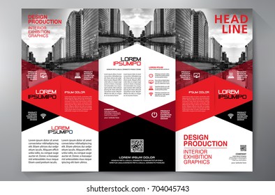Business Brochure. Flyer Design. Leaflets 3 fold Template. Cover Book and Magazine. Annual Report Vector illustration
