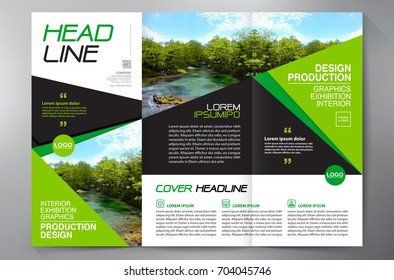 Business Brochure. Flyer Design. Leaflets 3 fold Template. Cover Book and Magazine. Annual Report Vector illustration