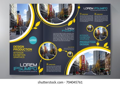 Business Brochure. Flyer Design. Leaflets 3 fold Template. Cover Book and Magazine. Annual Report Vector illustration