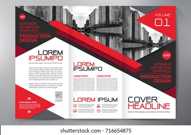 Business Brochure. Flyer Design. Leaflets 3 fold Template. Cover Book and Magazine. Annual Report Vector illustration