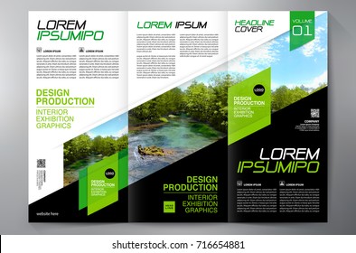 Business Brochure. Flyer Design. Leaflets 3 fold Template. Cover Book and Magazine. Annual Report Vector illustration