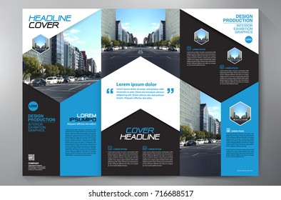 Business Brochure. Flyer Design. Leaflets 3 fold Template. Cover Book and Magazine. Annual Report Vector illustration