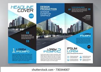 Business Brochure. Flyer Design. Leaflets 3 fold Template. Cover Book and Magazine. Annual Report Vector illustration