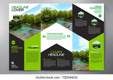 Business Brochure. Flyer Design. Leaflets 3 fold Template. Cover Book and Magazine. Annual Report Vector illustration