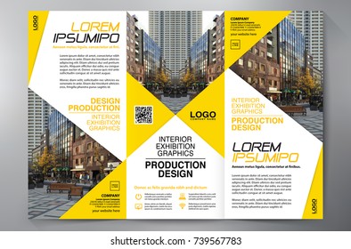 Business Brochure. Flyer Design. Leaflets 3 fold Template. Cover Book and Magazine. Annual Report Vector illustration