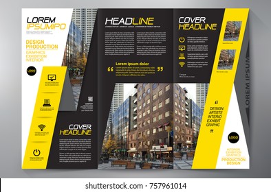 Business Brochure. Flyer Design. Leaflets 3 fold Template. Cover Book and Magazine. Annual Report Vector illustration