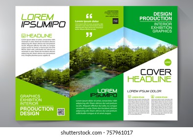 Business Brochure. Flyer Design. Leaflets 3 fold Template. Cover Book and Magazine. Annual Report Vector illustration
