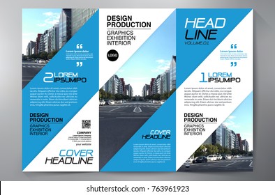 Business Brochure. Flyer Design. Leaflets 3 fold Template. Cover Book and Magazine. Annual Report Vector illustration