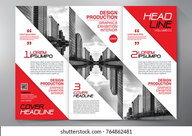 Business Brochure. Flyer Design. Leaflets 3 fold Template. Cover Book and Magazine. Annual Report Vector illustration