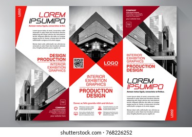 Business Brochure. Flyer Design. Leaflets 3 fold Template. Cover Book and Magazine. Annual Report Vector illustration