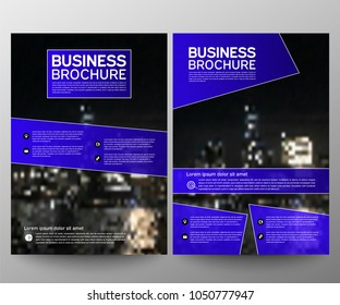 Business brochure flyer design template. Annual report. Leaflet cover presentation abstract geometric background, modern publication poster magazine, layout in A4 size. Set. Blue. Vector eps10