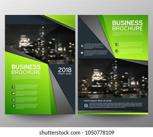 Business brochure flyer design template. Annual report. Leaflet cover presentation abstract geometric background, modern publication poster magazine, layout in A4 size. Set. Green. Vector eps10