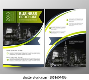 Business brochure flyer design template. Annual report. Leaflet cover presentation abstract geometric background, modern publication poster magazine, layout in A4 size. Set. Green. Vector eps10