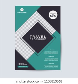 Business brochure or flyer design template. With modern concept and transparent background for image or photo. For business promotion or travel advertising.