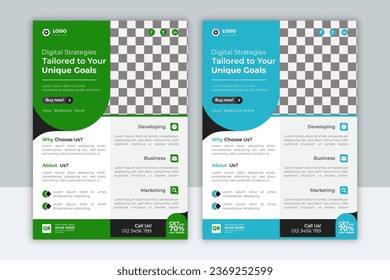 Business brochure flyer design template. two colors scheme, vector template in A4 size - Vector