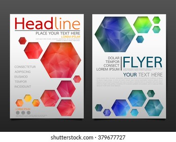business brochure flyer design template vector.geometric hexagon abstract background.layout in A4 size