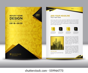 Business brochure flyer template in A4 size, Gold Cover design, Annual report, magazine ads, catalog layout, advertisement vector