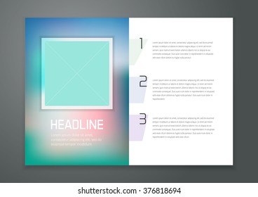 Business brochure flyer template layout design, a4 size, blurred blue background, brochure vector template with photo frame placeholder, modern design