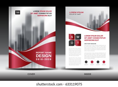 Business Brochure flyer template, Red cover design, layout in A4 size.