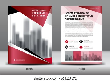 Business Brochure flyer template, Red cover design, layout in A4 size.