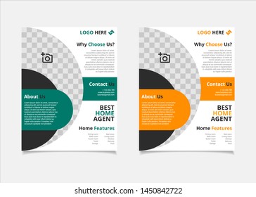 Business brochure and flyer vector design template with tale and amber circle  colour abstract in US letter size layout suitable for business company poster, banner, and annual report