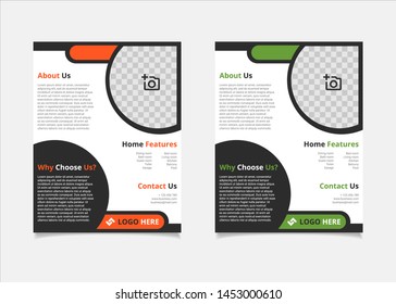 Business brochure and flyer vector design template with orange and green circle colour abstract in US letter size layout suitable for business company poster, banner, and annual report