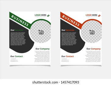 Business brochure and flyer vector design template with green and orange circle colour abstract in US letter size layout suitable for business company poster, banner, and annual report