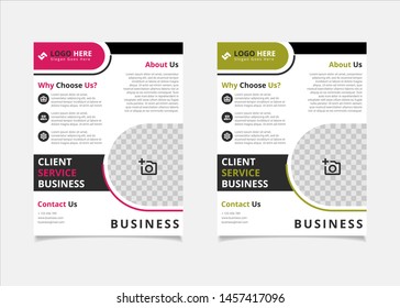 Business brochure and flyer vector design template with pink and lime rectangle colour abstract in US letter size layout suitable for business company poster, banner, and annual report