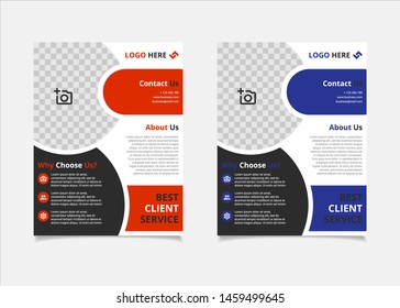 Business brochure and flyer vector design template with orange and indigo circle colour abstract in US letter size layout suitable for business company poster, banner, and annual report