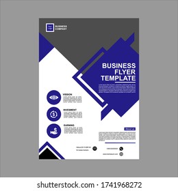Folleto comercial y planilla de diseño de vectores de volante con el color de rectángulo azul abstracto en el diseño de tamaño de letra estadounidense adecuado para afiches, banners e informes anuales de la empresa de negocios