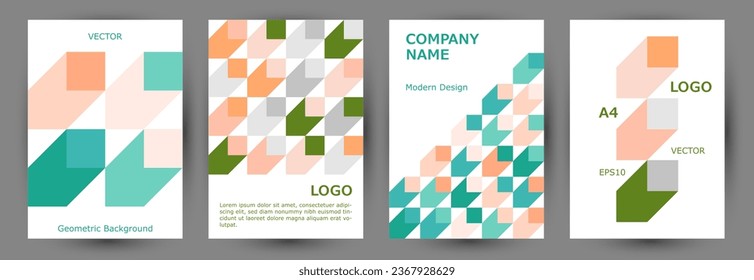 Business-Broschüre Vorderseite Mokup Sammlung geometrisches Design. Modernismus Stil hipster Front-Page Layout Sammlung Eps10. Mosaik-geometrische Elemente im Hintergrund - Design der A4-Karte