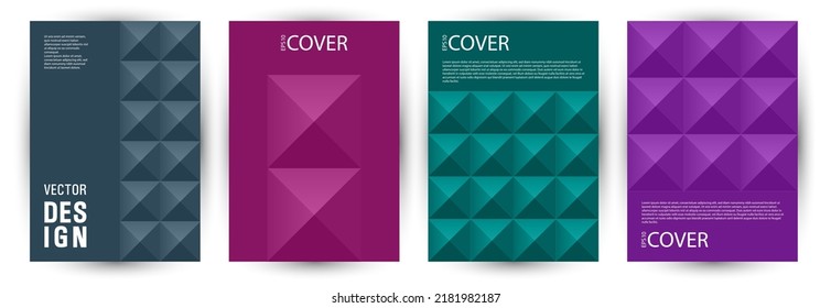 Business brochure front page template bundle graphic design. Memphis style trendy voucher template bundle Eps10. Mosaic geometric elements pattern A4 cover design