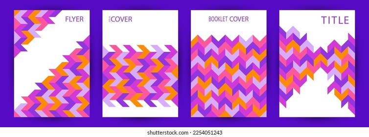 Business brochure front page template set A4 design. Minimalist style material pamphlet layout set Eps10. Mosaic geometric shapes texture A4 cover design