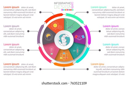 Business brochure infographic with circle on center.