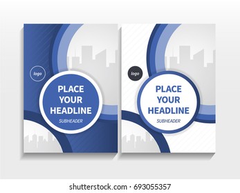 Business Brochure Layout Design Template Vector With Blue Gradient Abstract Circle And Line Pattern. It can adjust to Book, Cover, Annual Report, Magazine, Poster, Presentation, Portfolio 