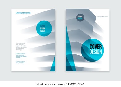 Business brochure with office building structure vector template, front and back pages, modern flyer leaflet or annual report, cover or presentation A4 format corporate trendy style.