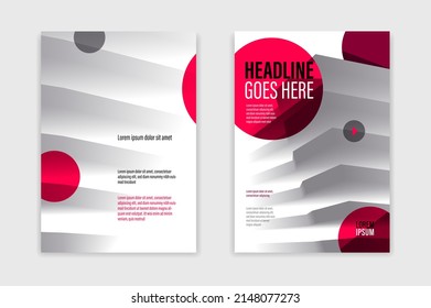 Business brochure with office building structure vector template, front and back pages, modern flyer leaflet or annual report, cover or presentation A4 format corporate trendy style.