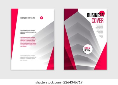 Business brochure with office building structure vector template, front and back pages, modern flyer leaflet or annual report, cover or presentation A4 format corporate trendy style.