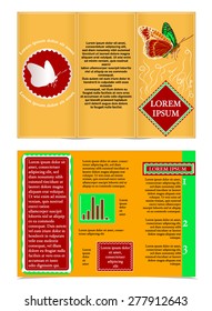 The business brochure with patterned butterfly and decorative abstract elements. The summers theme.