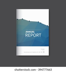 business brochure with polygon. booklet for annual summary in blue / annual report book cover