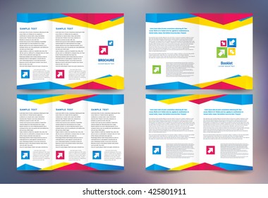 Business brochure set design template folder leaflet booklet abstract polygonal colored background