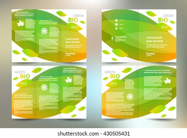 Business brochure set design template folder booklet tri-fold bio eco green leafs nature