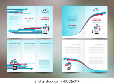 Business brochure set design template folder booklet tri-fold finance arrows element