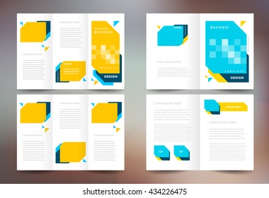 Business brochure set design template folder booklet tri-fold geometric abstract