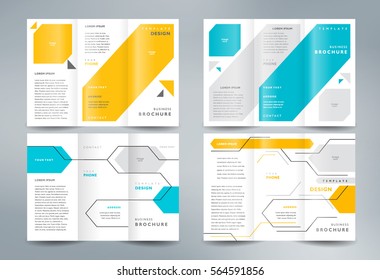 Business brochure set design template folder booklet tri-fold geometric abstract lines