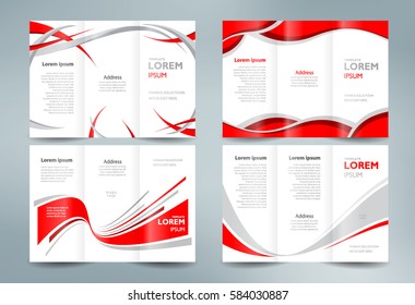 Business brochure set design template folder booklet tri-fold stripes curves